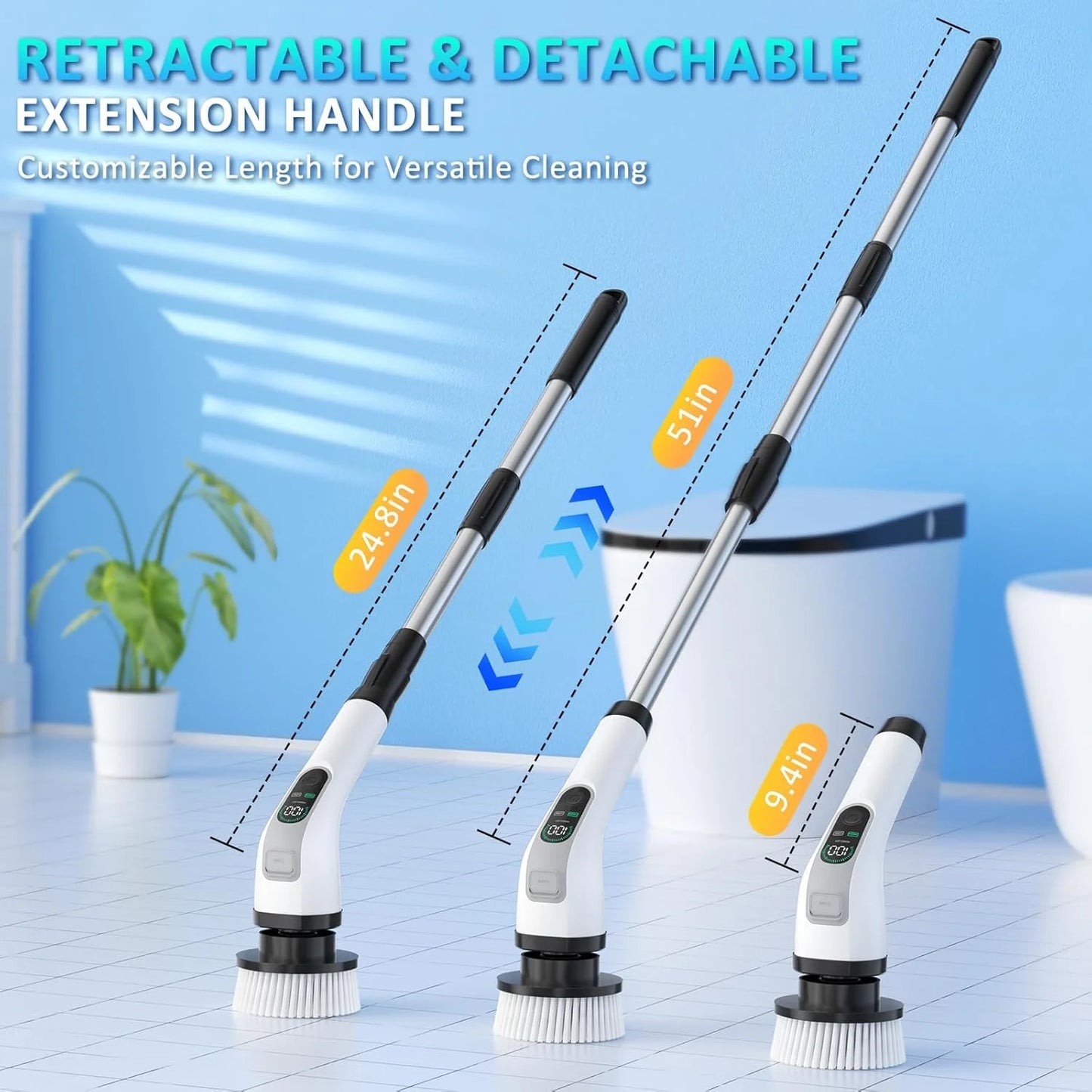 Electric Spin Scrubber 2024 New Full-Body IPX7 Waterproof for Bathroom Kitchen Floor