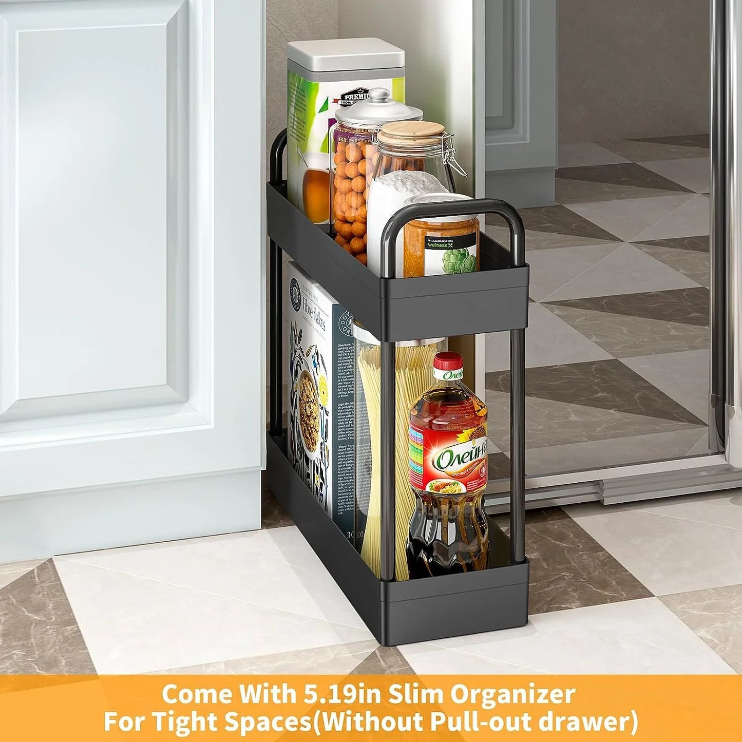 Adjustable 2-Tiers Bathroom Countertop Organizer, Black, 3 Pack