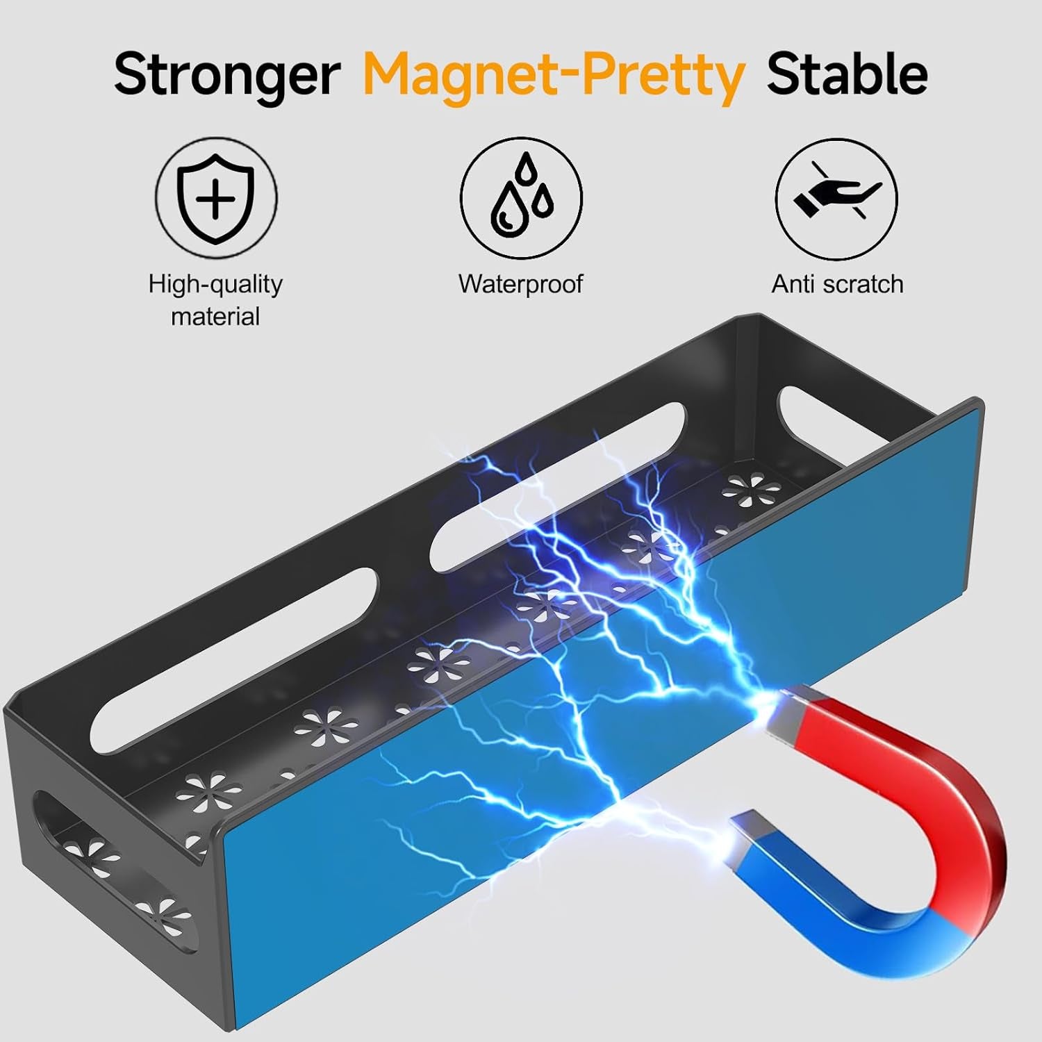 4 Pack Magnetic Spice Rack for Refrigerator, Spice Rack Organizer, Moveable Magnetic Shelf Fridge Organizer with 4 Hooks for Kitchen and Oven Organization, Black