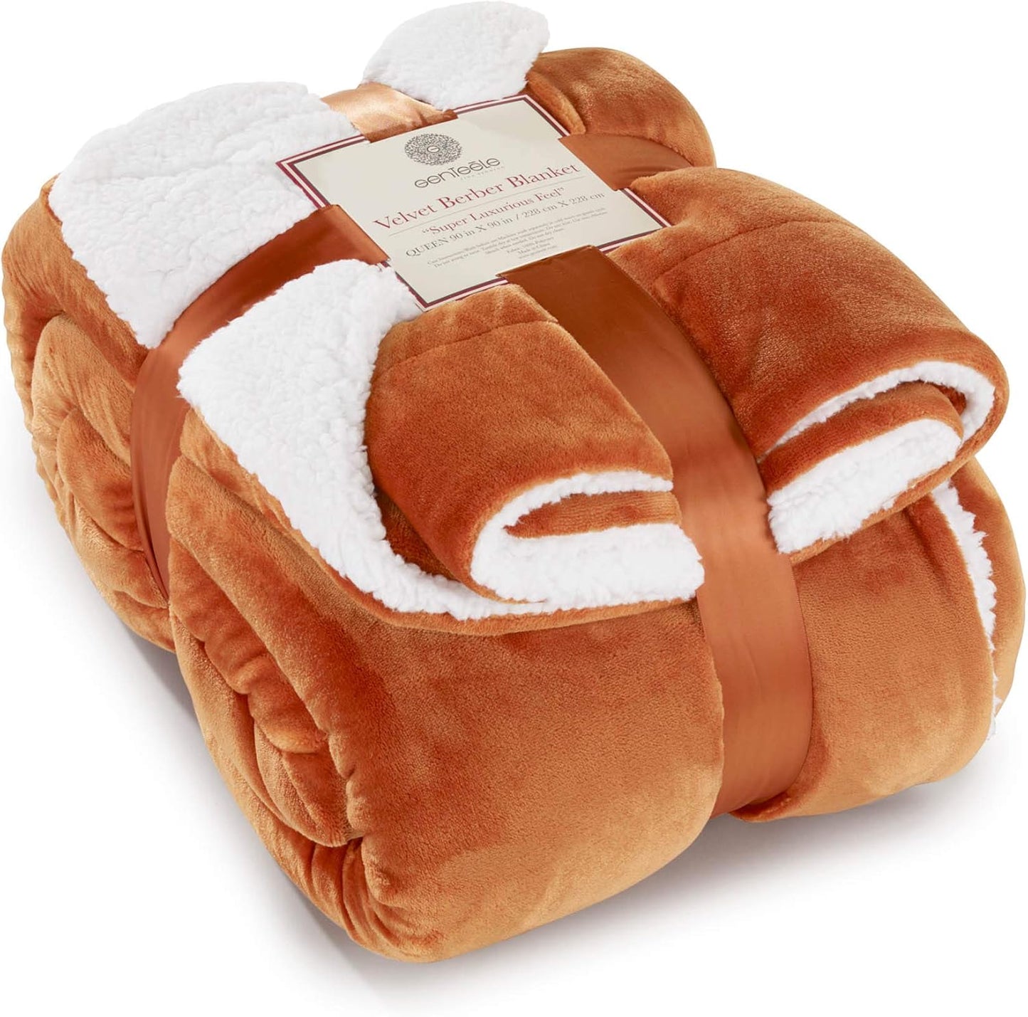 Sherpa Throw Blanket Super Soft Reversible Ultra Luxurious Plush Blanket, 50 X 60 Inches, Camel/White