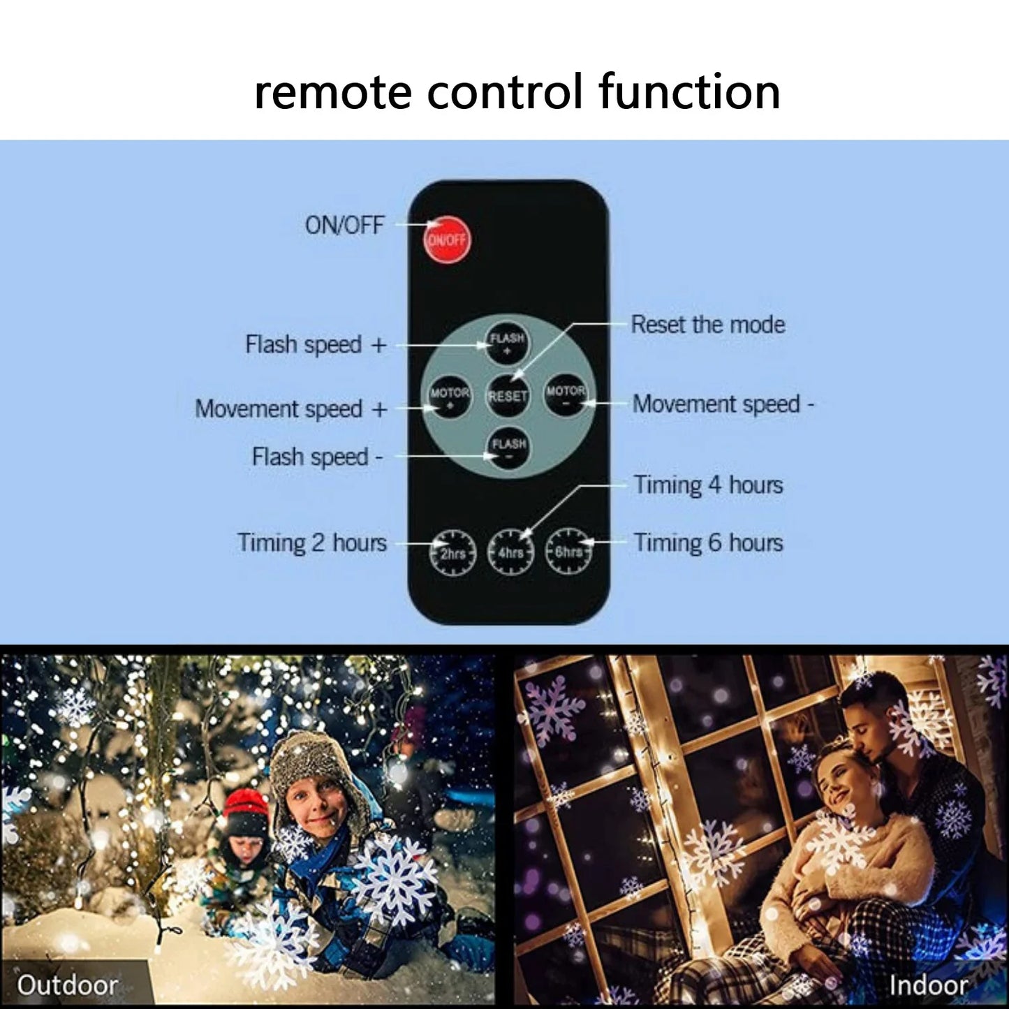 Christmas Snowflake Light Projector Remote Control Timer Waterproof LED Snowfall Landscape Light for Xmas Holiday Party