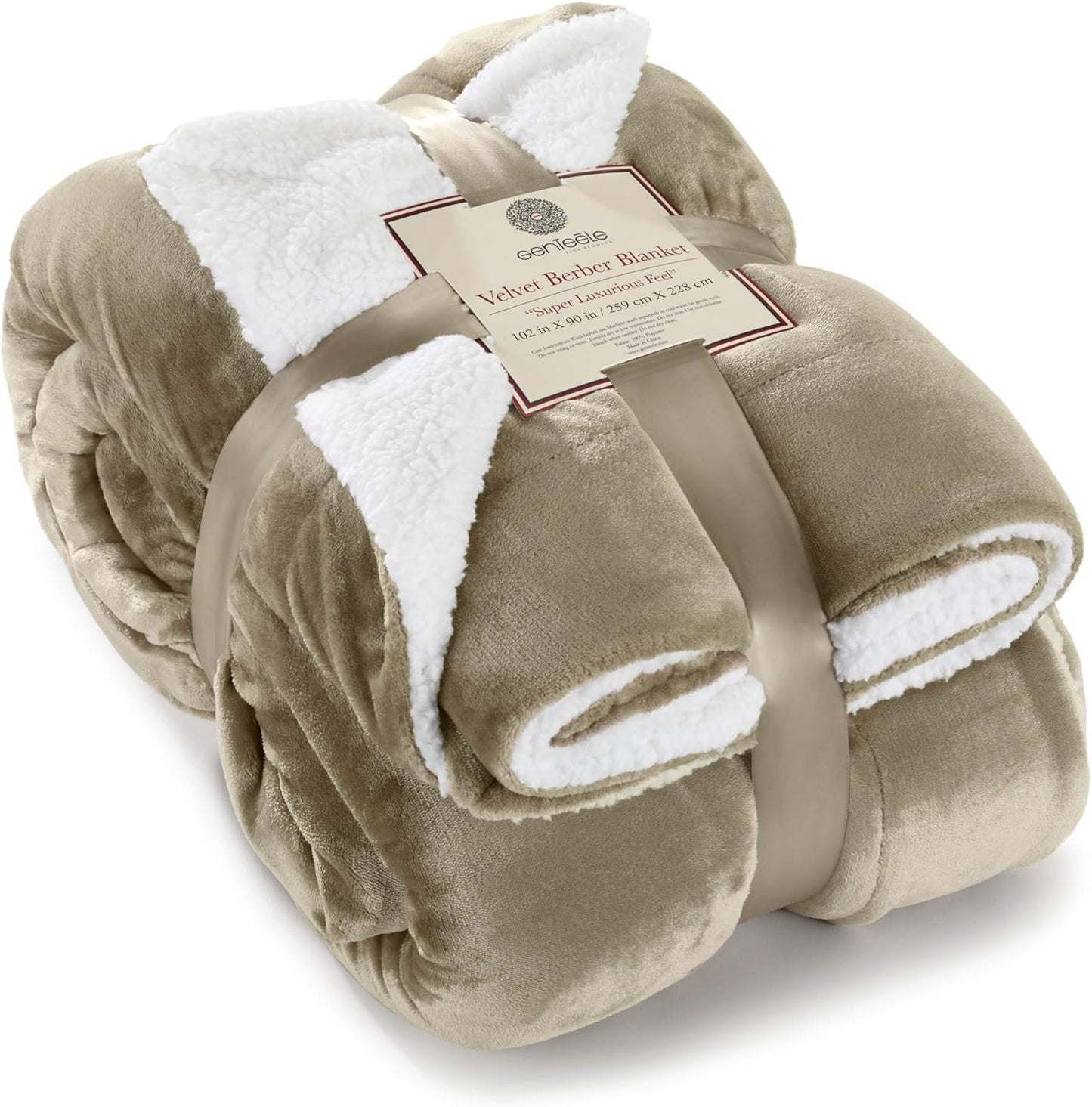 Sherpa Throw Blanket Super Soft Reversible Ultra Luxurious Plush Blanket, 50 X 60 Inches, Camel/White