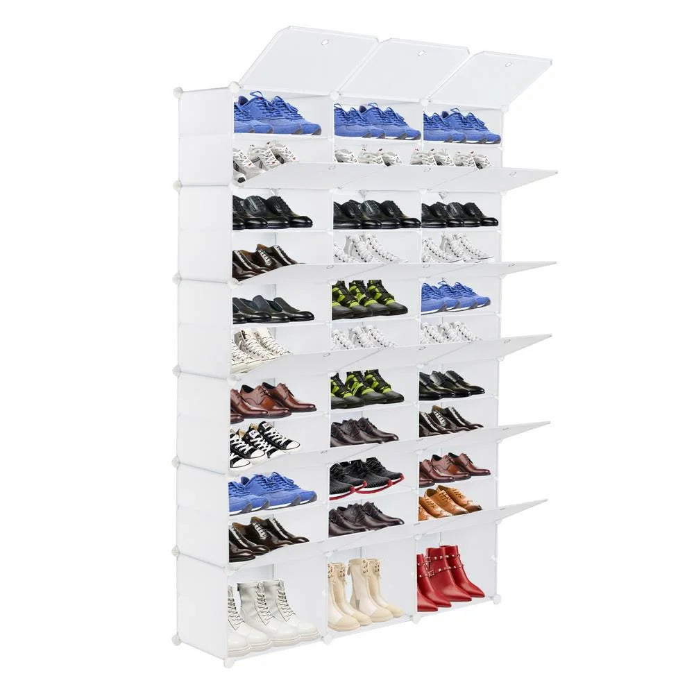 36 Cubes 72 Pairs 12 Tiers Portable Shoe Rack, Storage Cabinet for Entryway Hallway, White