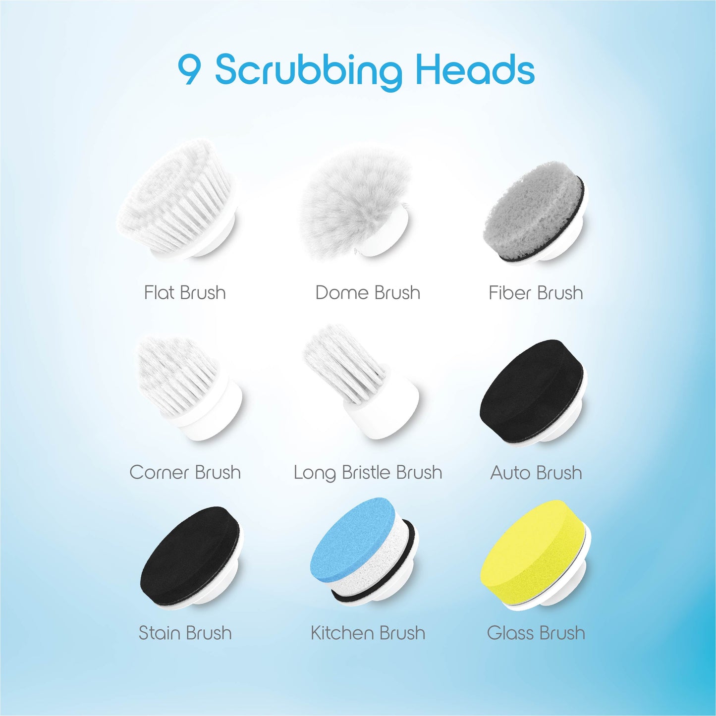 Scrub It Electric Spin Scrubber, Multi-Surface Rechargeable Cordless Scrub Brush with 9 Cleaning Brush Heads