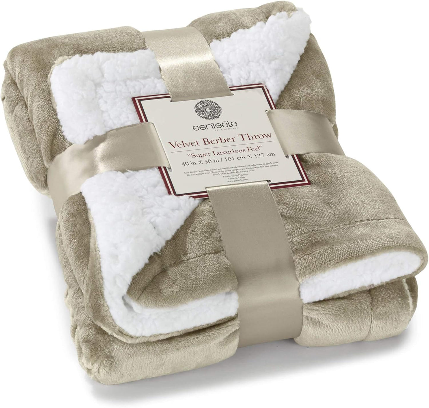 Sherpa Throw Blanket Super Soft Reversible Ultra Luxurious Plush Blanket, 50 X 60 Inches, Camel/White