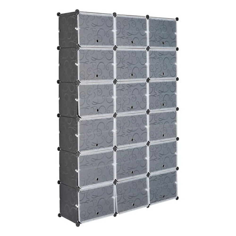 Portable 36 Cubes 72 Pairs Shoe Storage Cabinet Boxes 8-Tier Shoe Rack Shelf Tower Stand Shoe Storage Organizer for Closet Entryway Bedroom Living Room Home Black