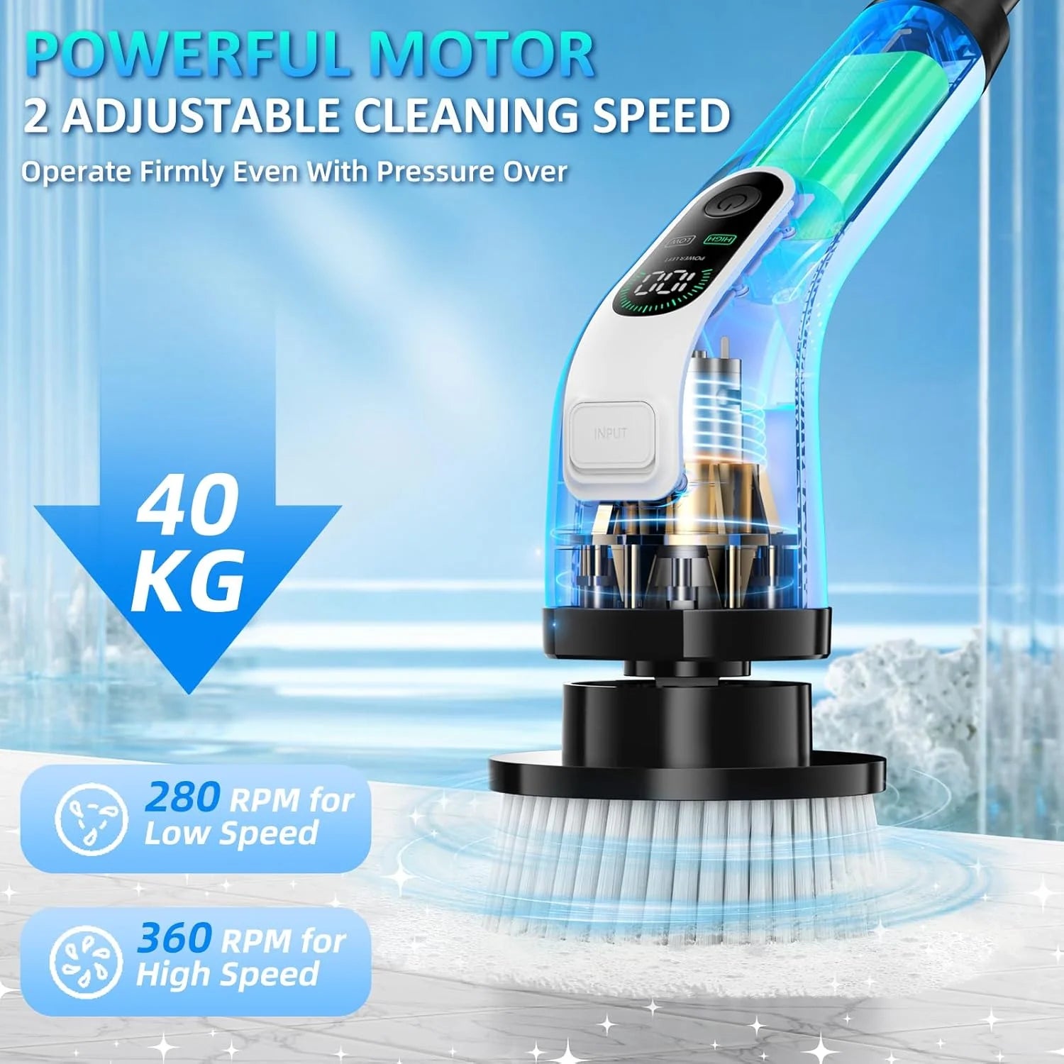 Electric Spin Scrubber 2024 New Full-Body IPX7 Waterproof for Bathroom Kitchen Floor