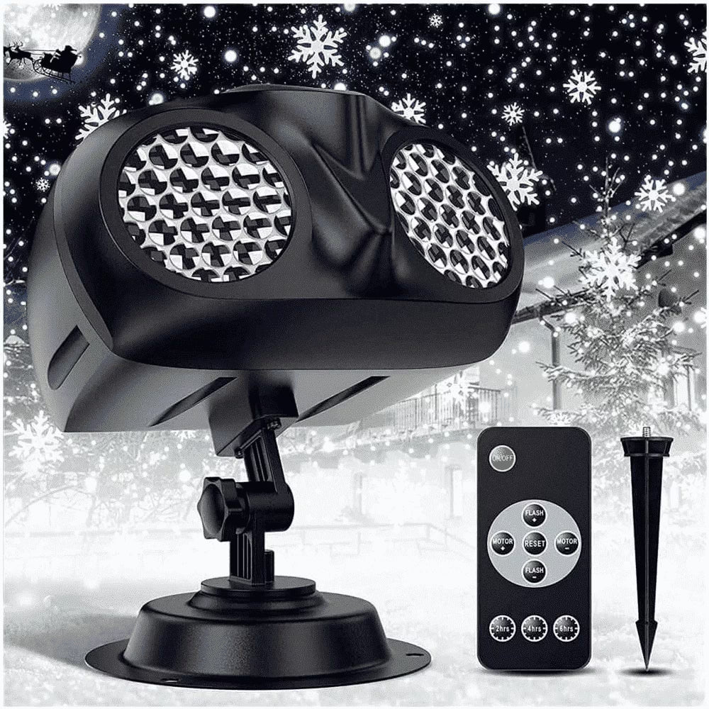 Christmas Snowflake Light Projector Remote Control Timer Waterproof LED Snowfall Landscape Light for Xmas Holiday Party