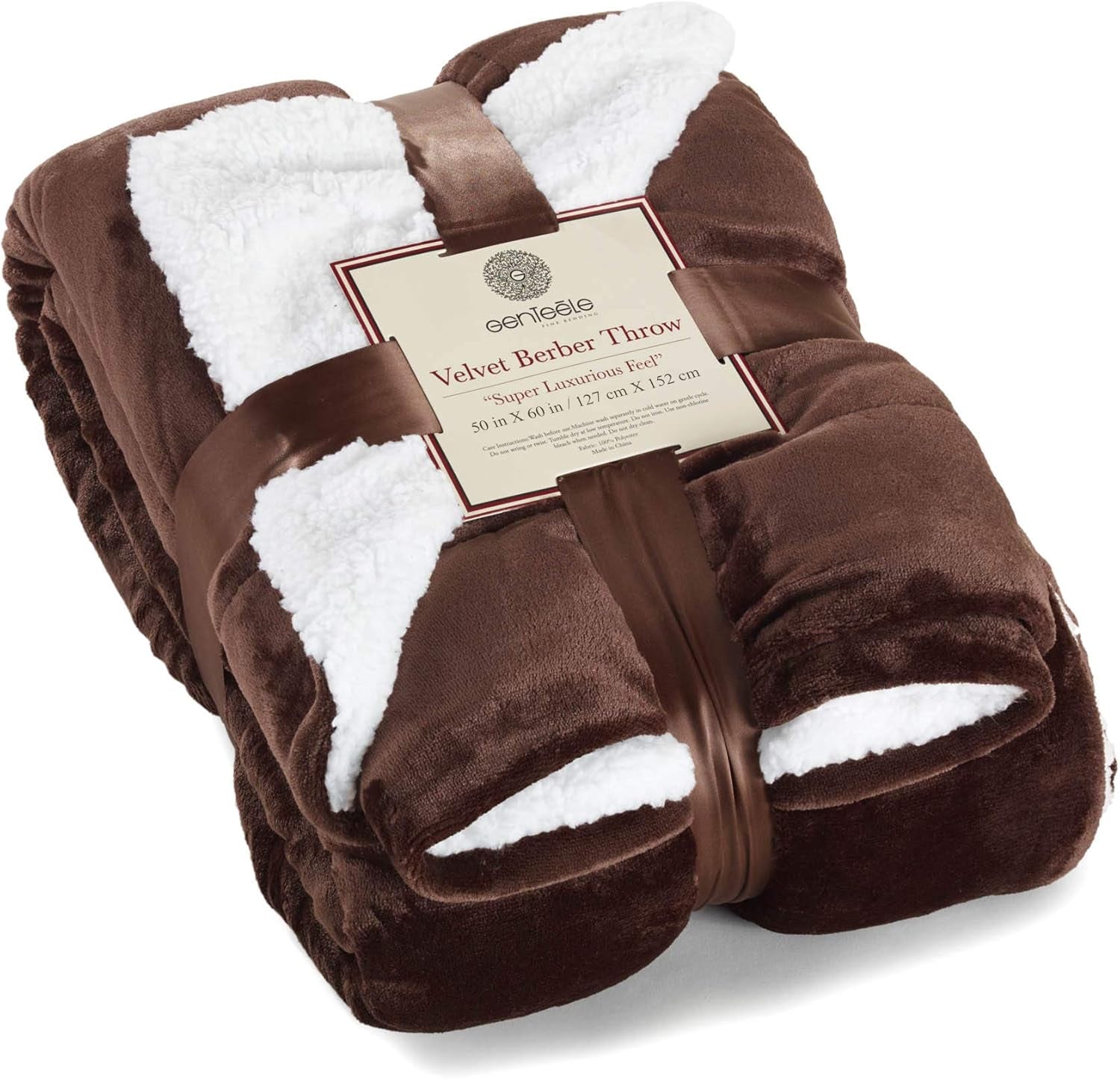 Sherpa Throw Blanket Super Soft Reversible Ultra Luxurious Plush Blanket, 50 X 60 Inches, Camel/White