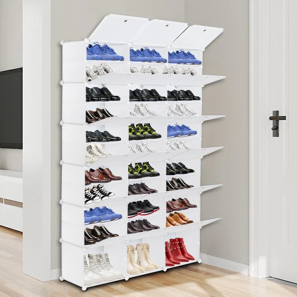 36 Cubes 72 Pairs 12 Tiers Portable Shoe Rack, Storage Cabinet for Entryway Hallway, White