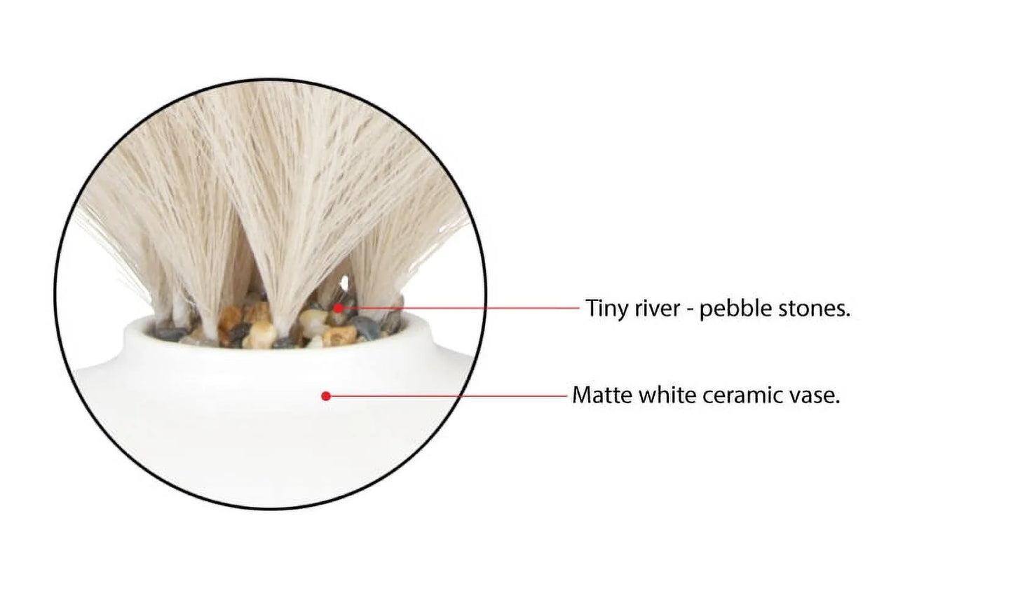 14" Artificial Pampas in White Rounded Ceramic Vase