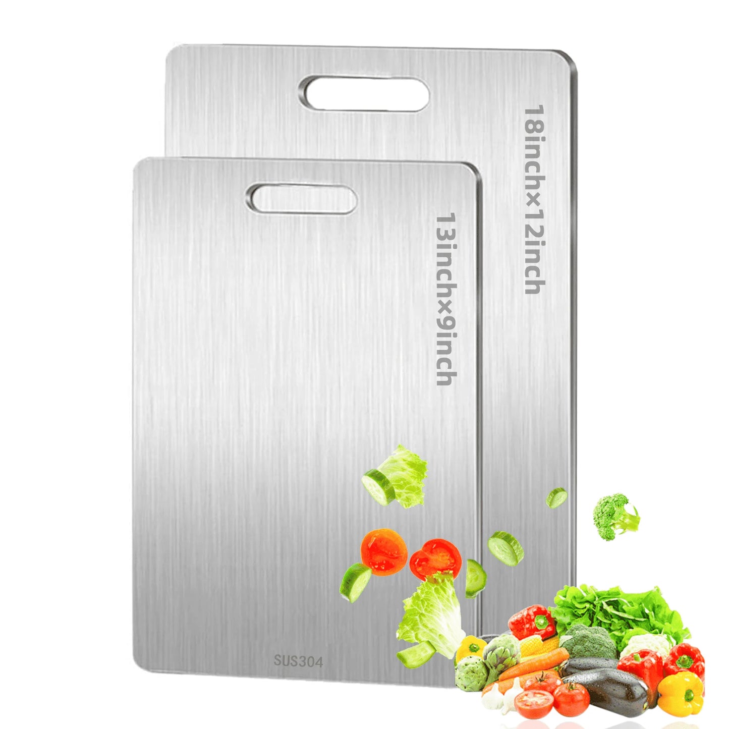 Titanium Cutting Boards Set of 3,Stainless Steel Cutting Boards for Kitchen,Double-Sided Food Grade Cutting Board,Cutting Meat,Cheese,Vegetable,Fruit