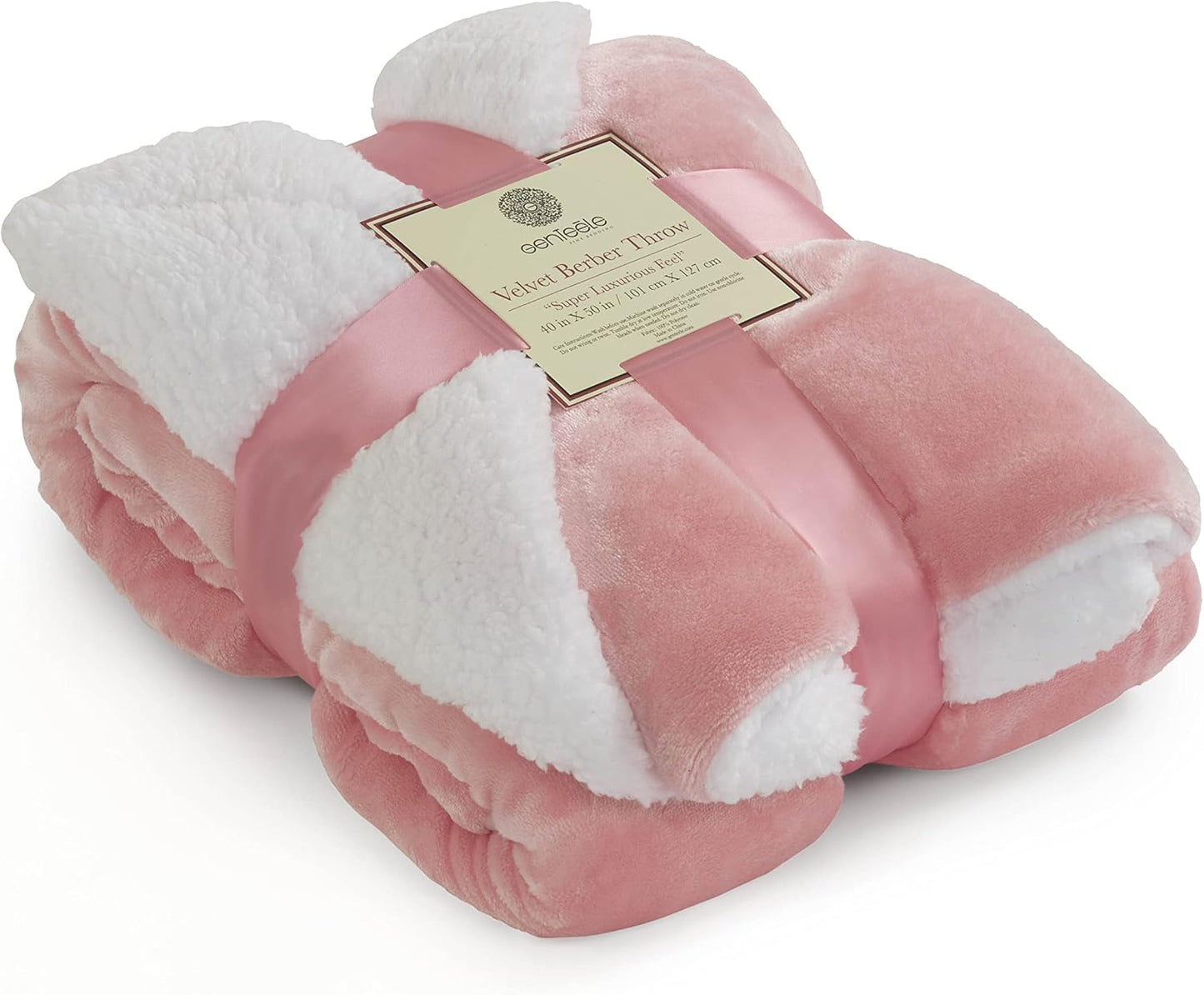 Sherpa Throw Blanket Super Soft Reversible Ultra Luxurious Plush Blanket, 50 X 60 Inches, Camel/White