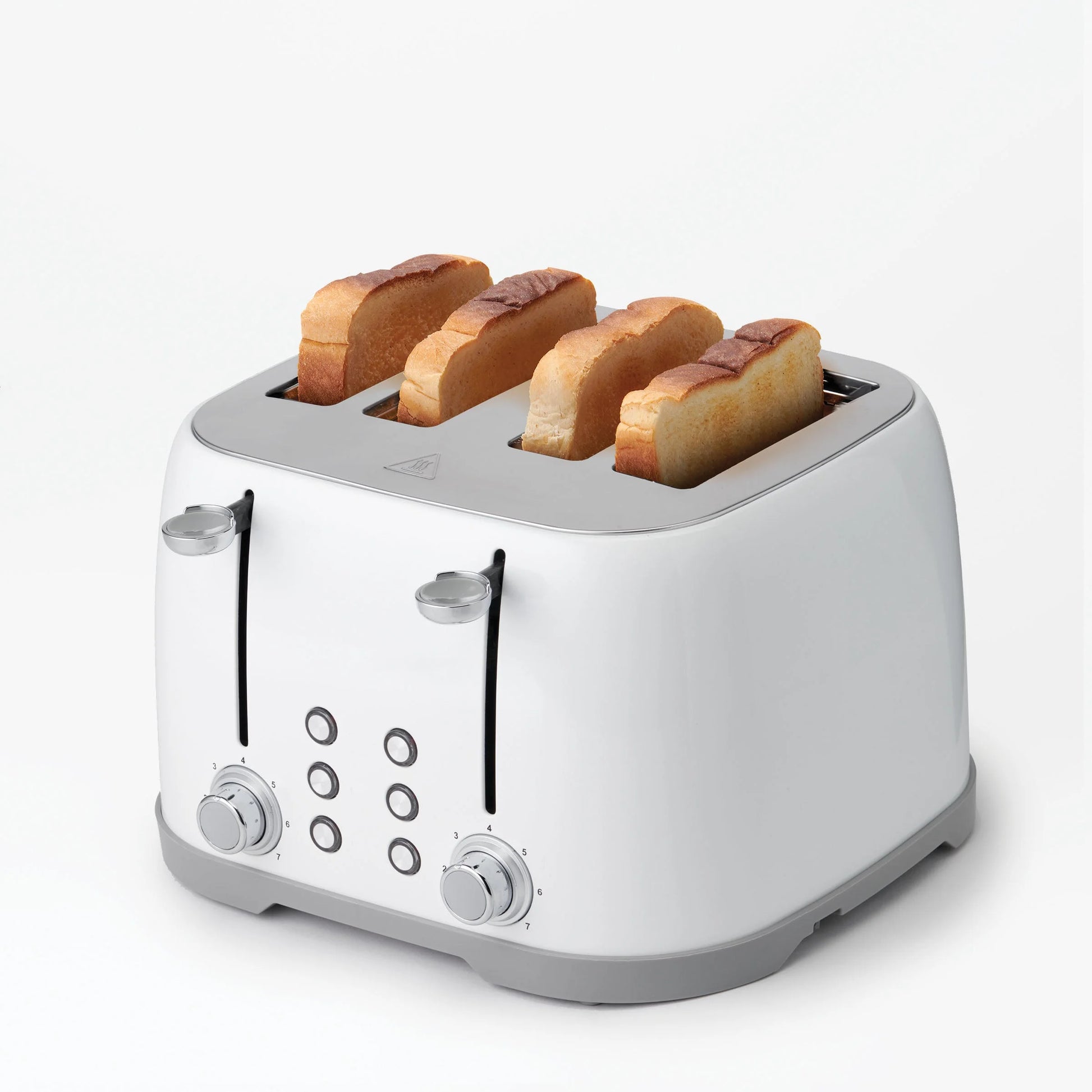 4-Slice Multi-Function Toaster, Toaster 4 Slice with Extra Wide Slots for Thick Bread, Bagel & Waffle, Toast Shade Control Dial, Slide Out Crumb Tray, White