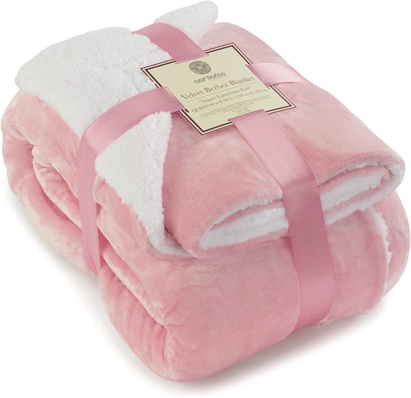 Sherpa Throw Blanket Super Soft Reversible Ultra Luxurious Plush Blanket, 50 X 60 Inches, Camel/White