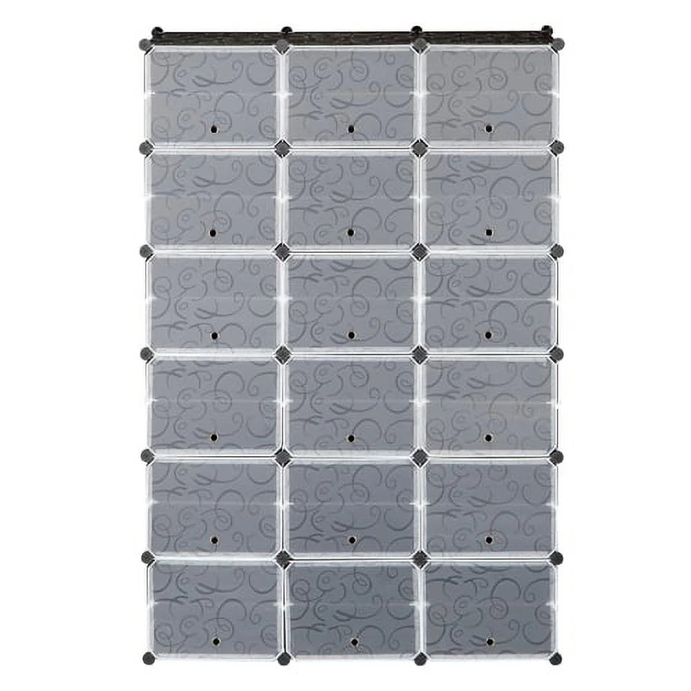 Portable 36 Cubes 72 Pairs Shoe Storage Cabinet Boxes 8-Tier Shoe Rack Shelf Tower Stand Shoe Storage Organizer for Closet Entryway Bedroom Living Room Home Black