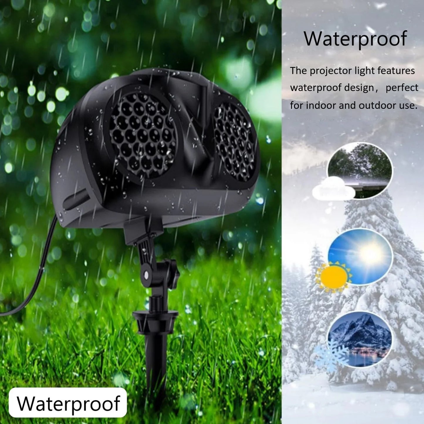 Christmas Snowflake Light Projector Remote Control Timer Waterproof LED Snowfall Landscape Light for Xmas Holiday Party