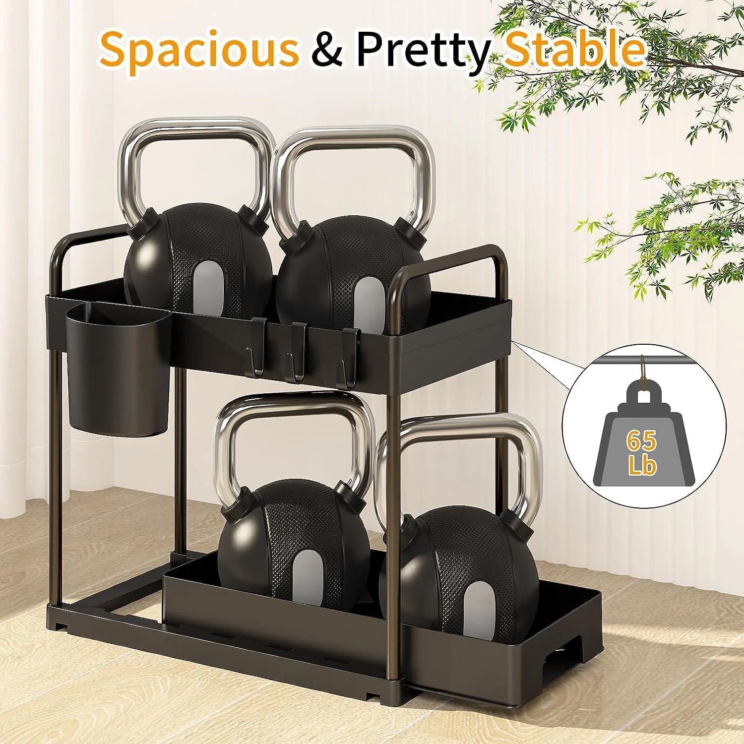 Adjustable 2-Tiers Bathroom Countertop Organizer, Black, 3 Pack