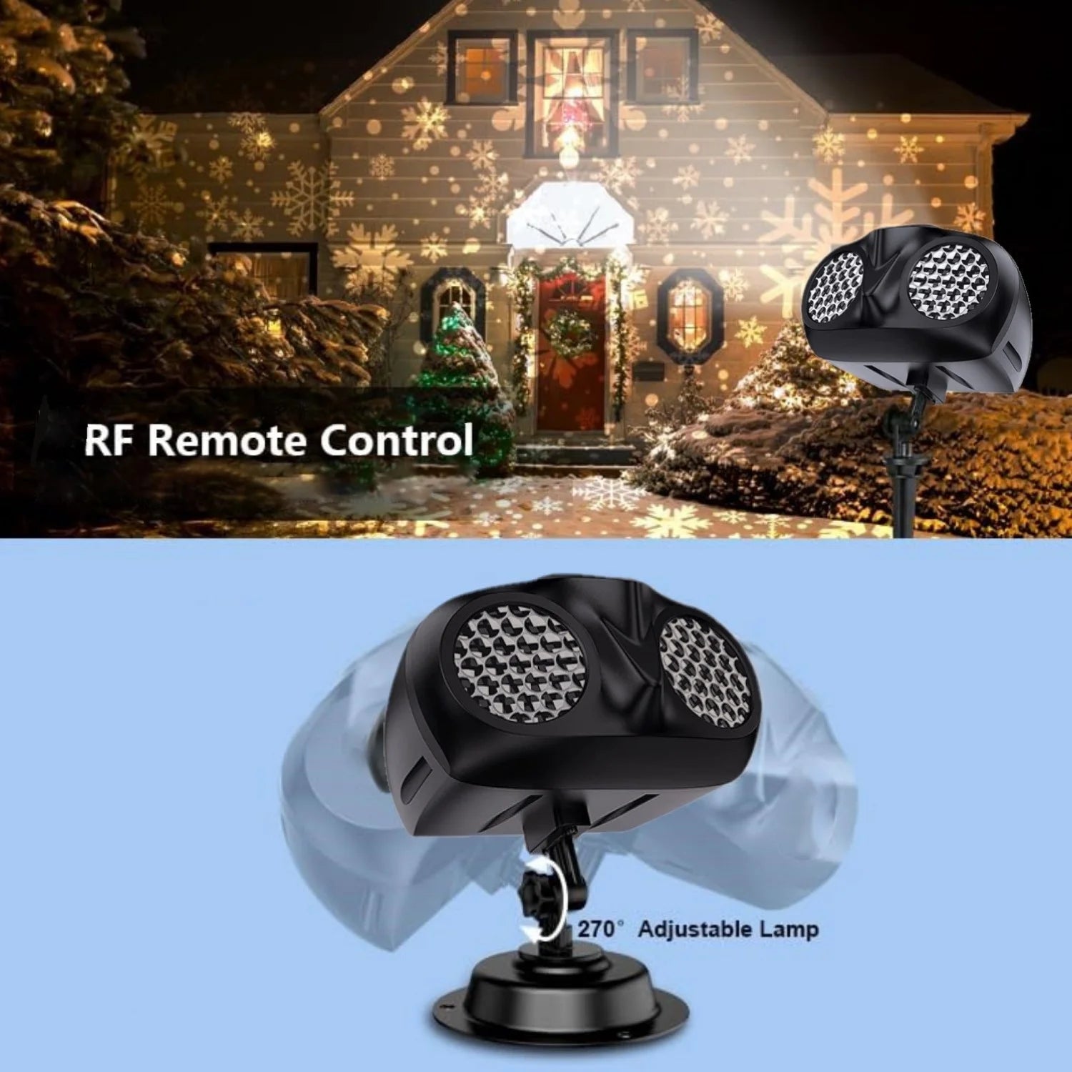 Christmas Snowflake Light Projector Remote Control Timer Waterproof LED Snowfall Landscape Light for Xmas Holiday Party