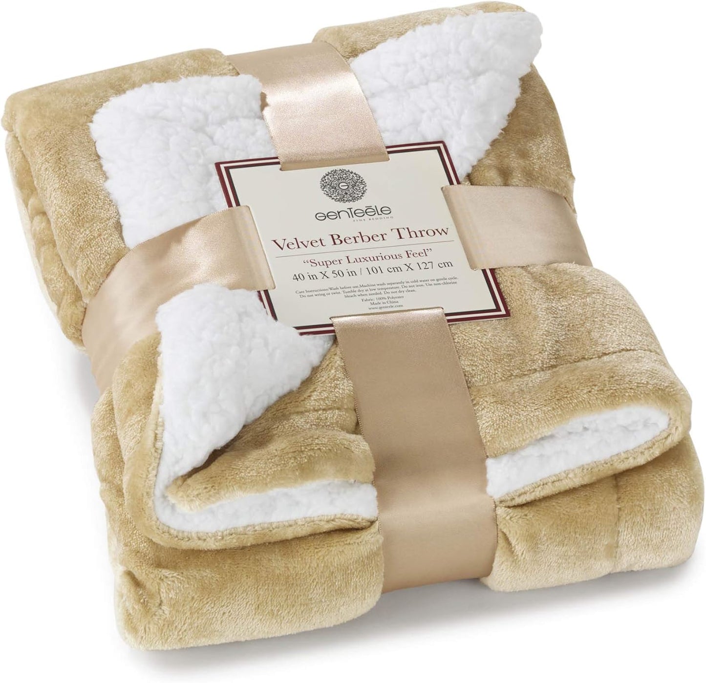 Sherpa Throw Blanket Super Soft Reversible Ultra Luxurious Plush Blanket, 50 X 60 Inches, Camel/White