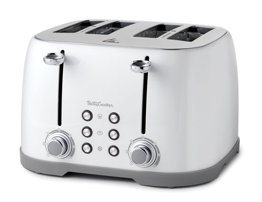 4-Slice Multi-Function Toaster, Toaster 4 Slice with Extra Wide Slots for Thick Bread, Bagel & Waffle, Toast Shade Control Dial, Slide Out Crumb Tray, White