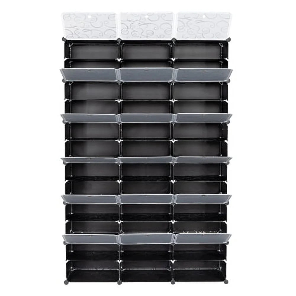 Portable 36 Cubes 72 Pairs Shoe Storage Cabinet Boxes 8-Tier Shoe Rack Shelf Tower Stand Shoe Storage Organizer for Closet Entryway Bedroom Living Room Home Black