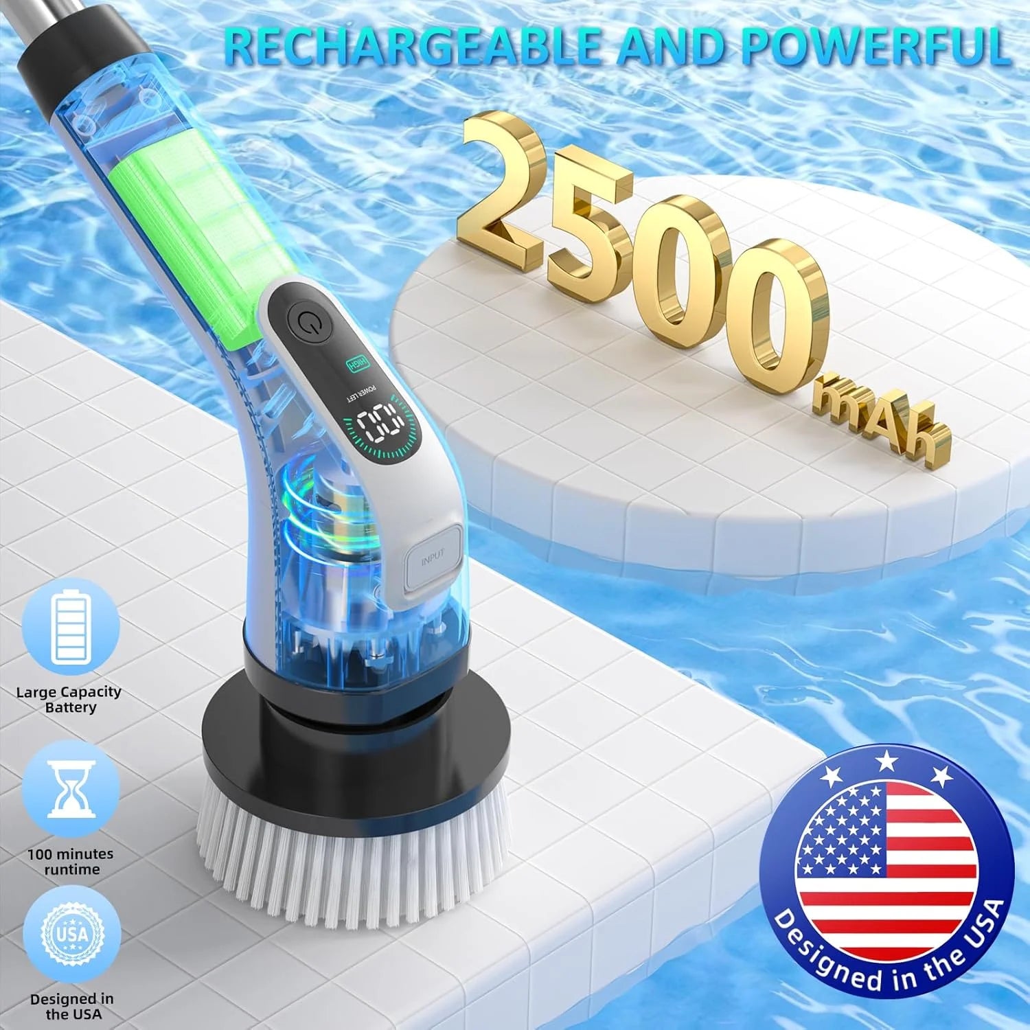 Electric Spin Scrubber 2024 New Full-Body IPX7 Waterproof for Bathroom Kitchen Floor