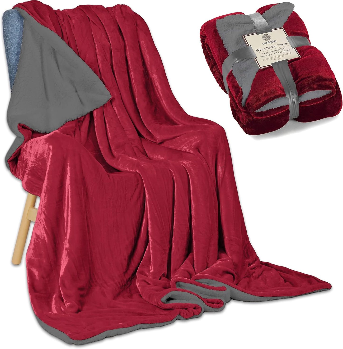 Sherpa Throw Blanket Super Soft Reversible Ultra Luxurious Plush Blanket, 50 X 60 Inches, Camel/White