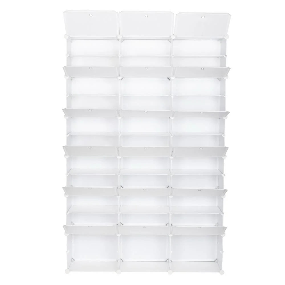 36 Cubes 72 Pairs 12 Tiers Portable Shoe Rack, Storage Cabinet for Entryway Hallway, White