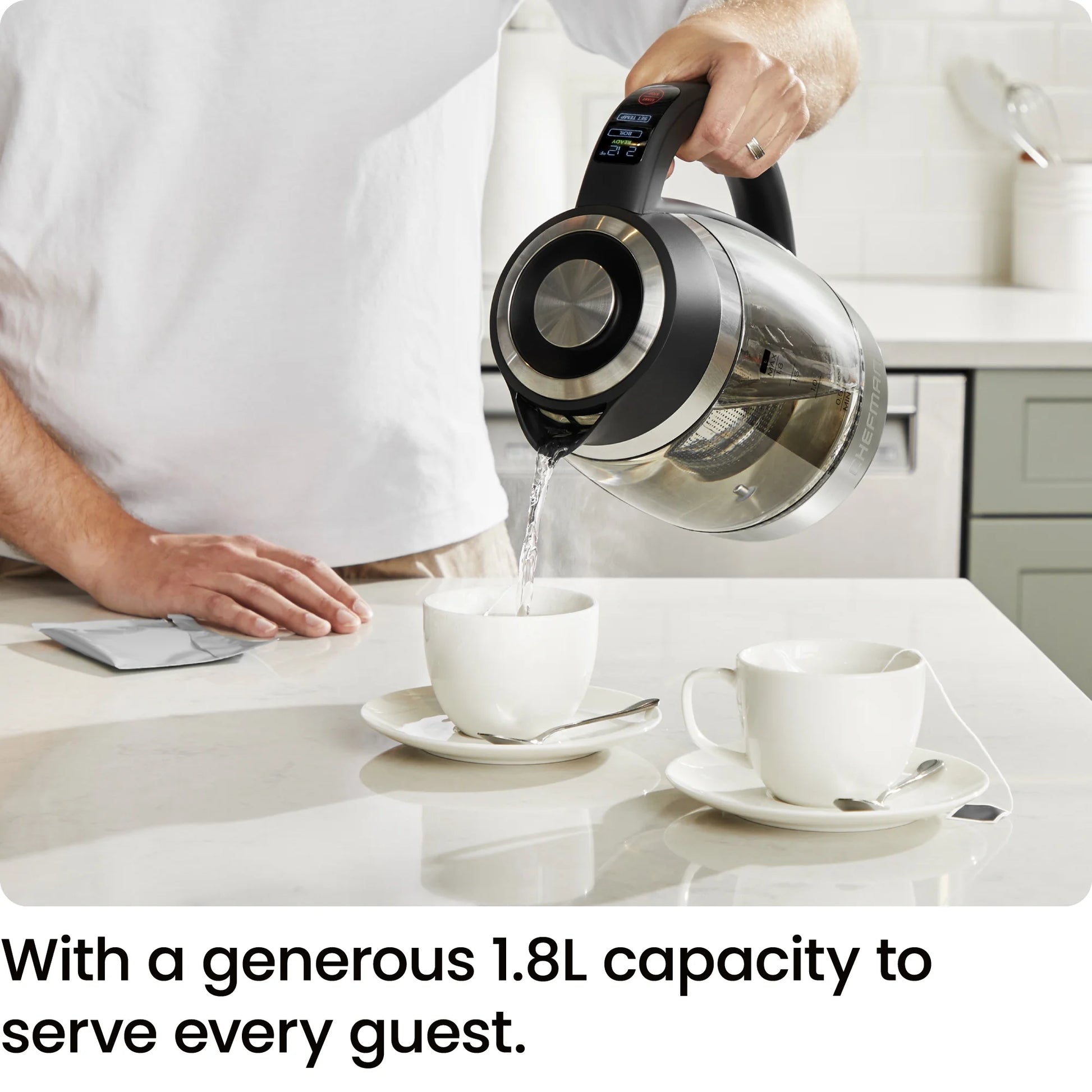 Lightning 1.8L Custom-Temp Electric Kettle, 1750W with Tea Infuser - Stainless Steel