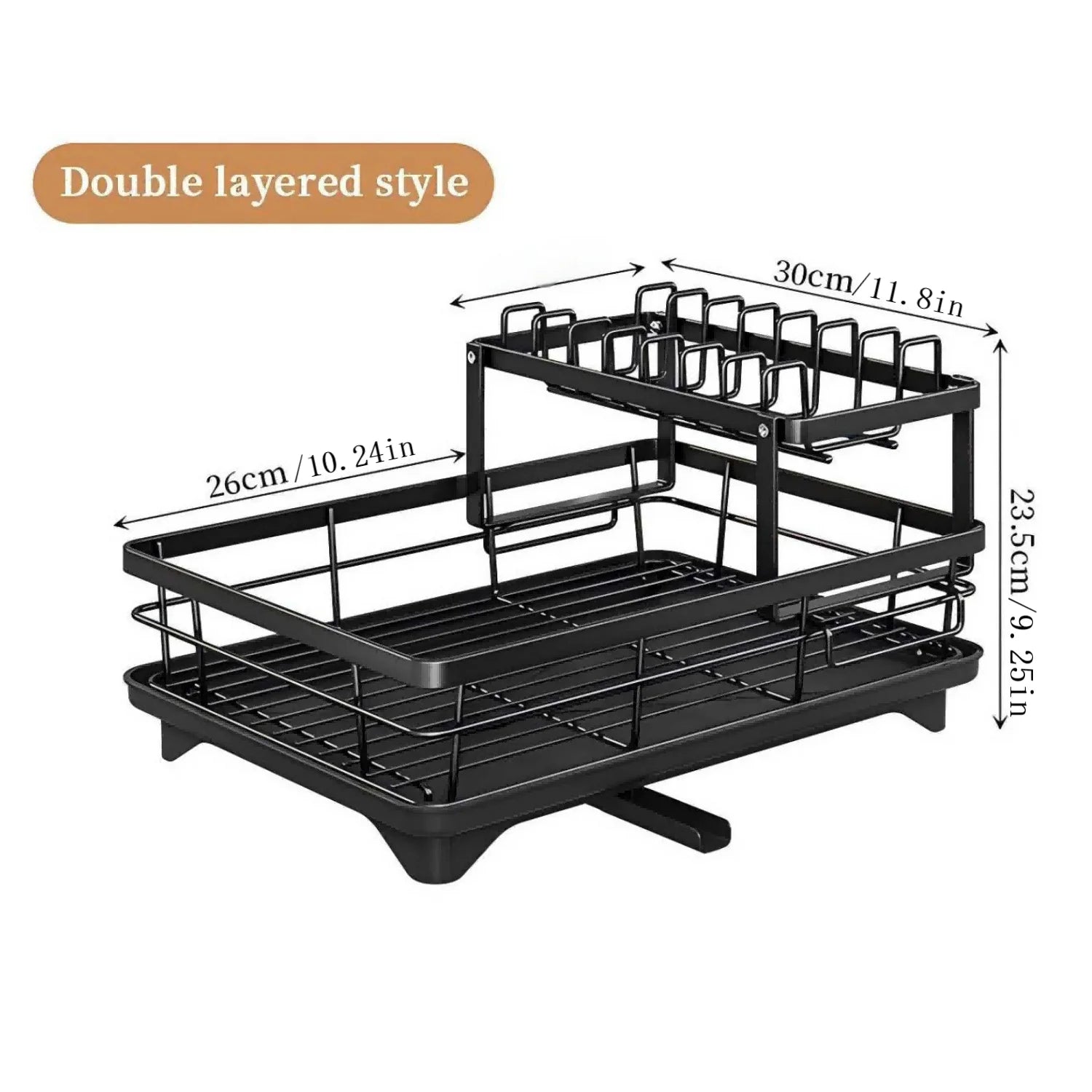 Dish Drying Rack- Space-Saving Dish Rack, Dish Racks for Kitchen Counter, Stainless Steel Kitchen Drying Rack with a Cutlery Holder,12''W X 17''L, Black