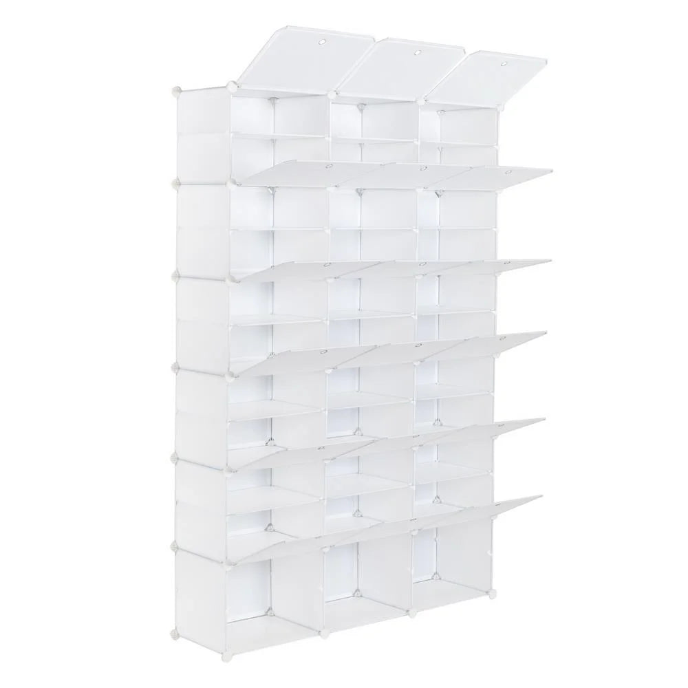 36 Cubes 72 Pairs 12 Tiers Portable Shoe Rack, Storage Cabinet for Entryway Hallway, White